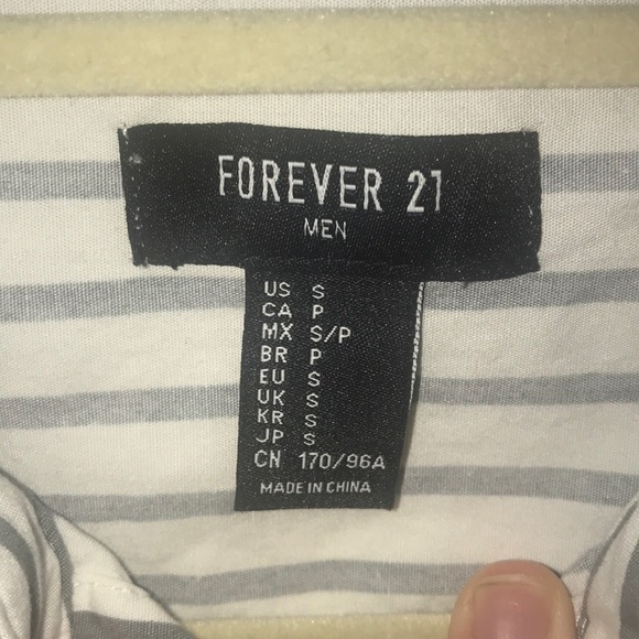 Grey and White Striped Short Sleeve ButtonUp Shirt - Picture 2 of 3